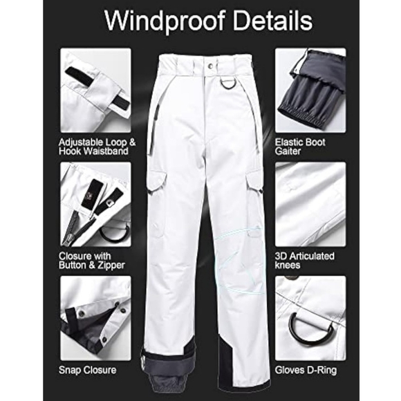 Snow Pants Men Snow Suits Water Resistant Insulated Ski Snow Pants - Picture 7 of 8